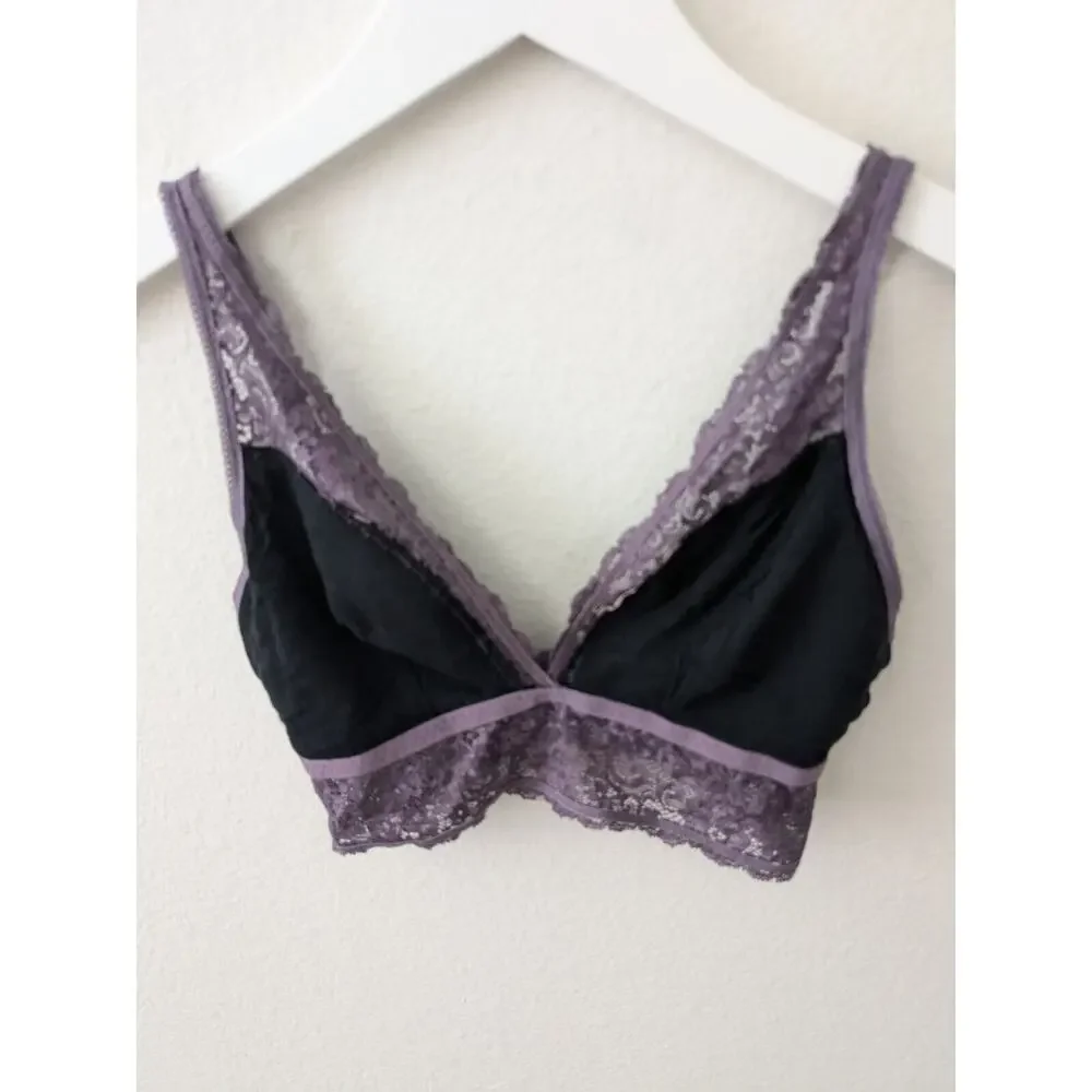 SOMA Lace Velvet Plunge Wireless Unlined Bralette Purple Convertible‎ Bra Sz S